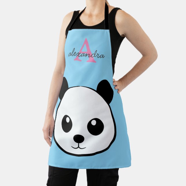 Cute Panda Bear – Personalized Monogram Kitchen Apron (Insitu)