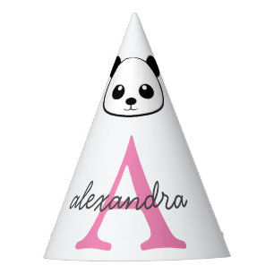Cute Panda Bear – Personalized Monogram Party Hat