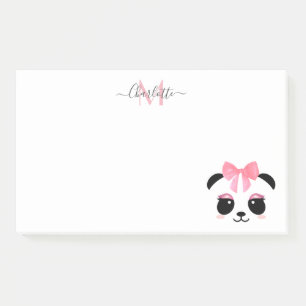 Cute panda bear personalized monogram post-it notes