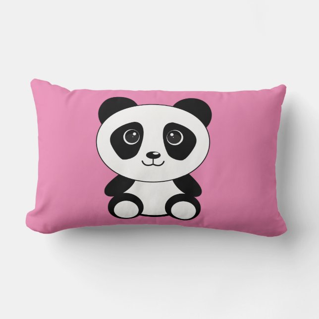 CUTE PANDA BEAR PINK LUMBAR PILLOW (Front)
