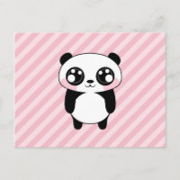 Cute Panda Bear Pink Stripes Background