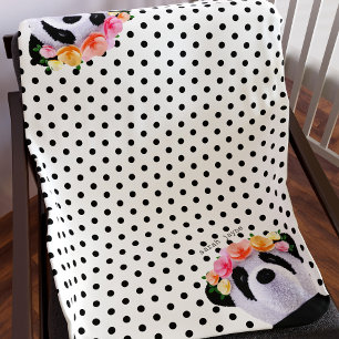 Cute Panda Bear Polka Dot Custom Fleece Blanket
