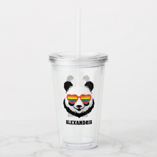 Cute Panda Bear Rainbow LGBTQ Acrylic Tumbler