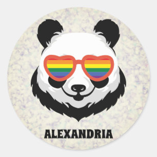 Cute Panda Bear Rainbow LGBTQ Classic Round Sticker
