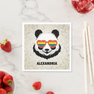 Cute Panda Bear Rainbow LGBTQ Napkin