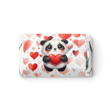 Cute Panda Bear Red Heart Valentine