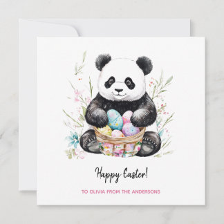 Cute Panda Bear Rustic Easter Card