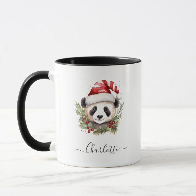 Cute Panda Bear Santa Merry Christmas Mug (Left)
