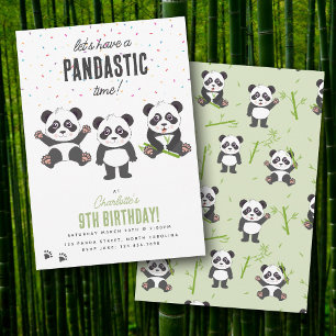 Cute Panda Bear Theme Kawaii Kids Birthday Party Invitation