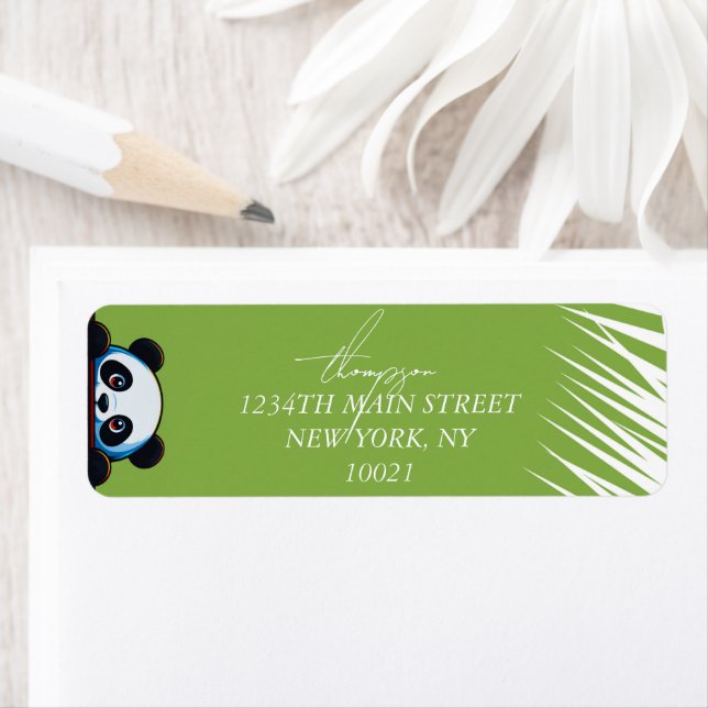 Cute Panda Bear Tropical Leaves Custom Return  (Insitu)