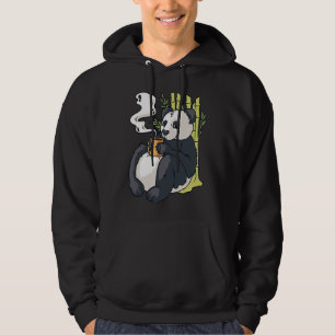 Cute Panda Bear with Hot Coffee Sarcasm Funny Pand Hoodie
