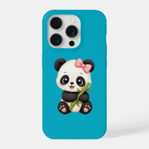 Cute Panda Bear with Pink Bow & Bamboo Phone Case