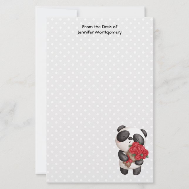 Cute Panda Bear with Rose Bouquet (Front)