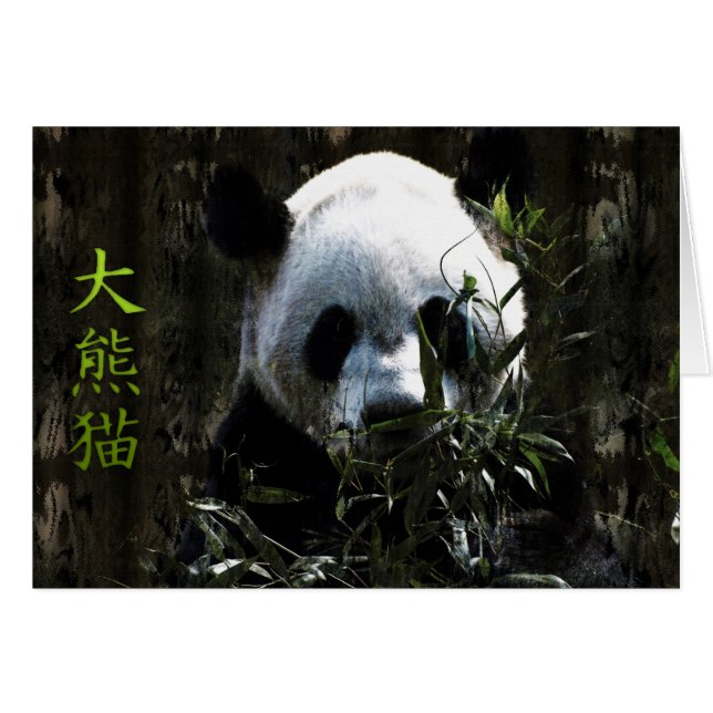 Cute Panda Bear with tasty Bamboo Leaves (Front Horizontal)