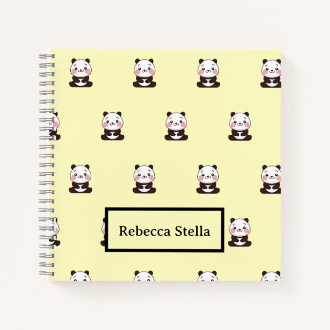Cute panda bear yellow notebook (Front)