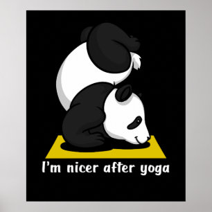 Cute Panda Bear Zen Yoga Workout Poster