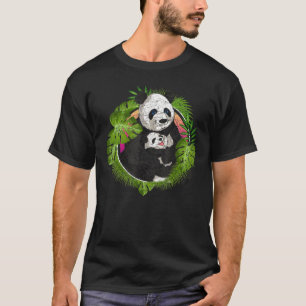Cute Panda Bear Zoo Animal Wildlife Monstera Leave T-Shirt