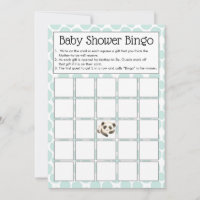 Cute Panda Bears Baby Shower Bingo Game