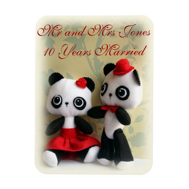 Cute Panda Bears Couple Anniversary  Magnet (Vertical)