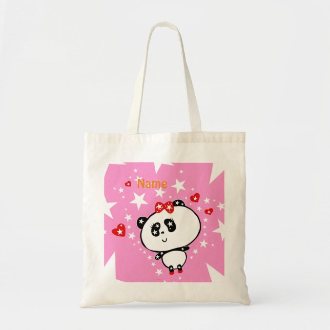 Cute Panda Bears Funny Personalised Tote Bag (Front)