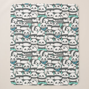 Cute Panda Bears Playing Kittens Sherpa Blanket
