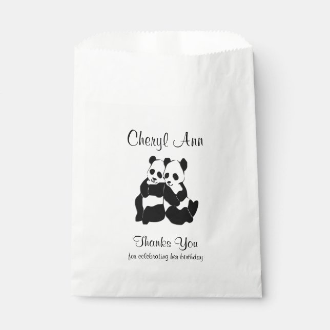 Cute Panda Bears Thank you Favour Bags (Front)