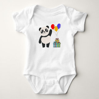 Cute Panda Birthday Baby cloth with Balloons & Gif Bodysuit