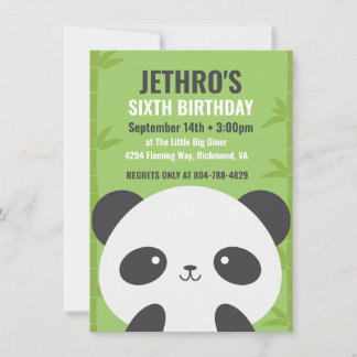 Cute panda birthday invitation