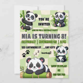 Cute Panda Birthday invitation 
