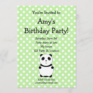 Cute panda birthday invitation