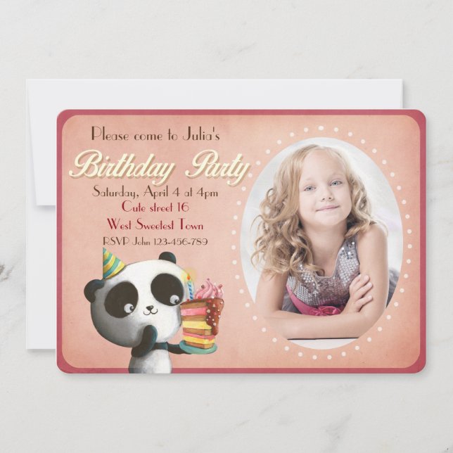 Cute Panda Birthday Party Invitation (Front)