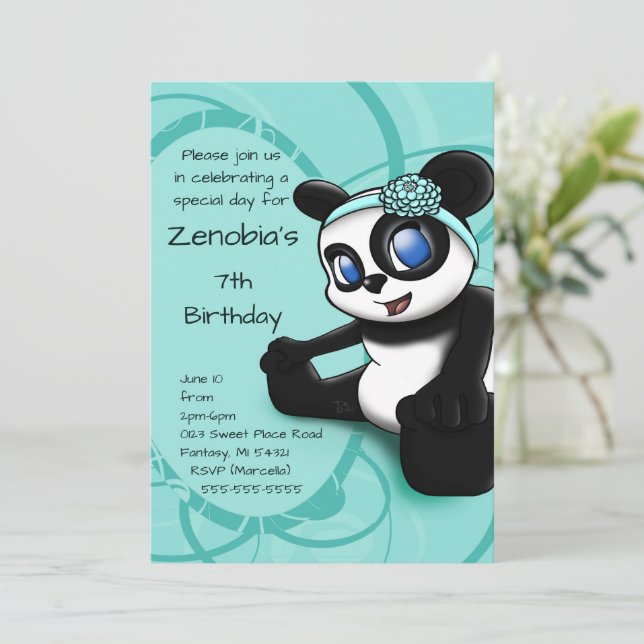 Cute Panda Birthday Party Invitation (Standing Front)