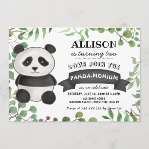 Cute Panda Birthday Party   Stripes Pandamonium Invitation