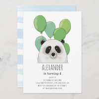Cute panda. Blue and green boy birthday party