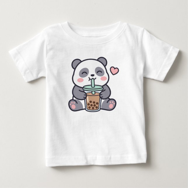 Cute Panda Boba Baby T-Shirt (Front)