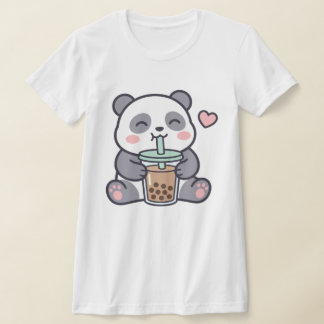 Cute Panda Boba Tea Women’s Slim Fit Tee