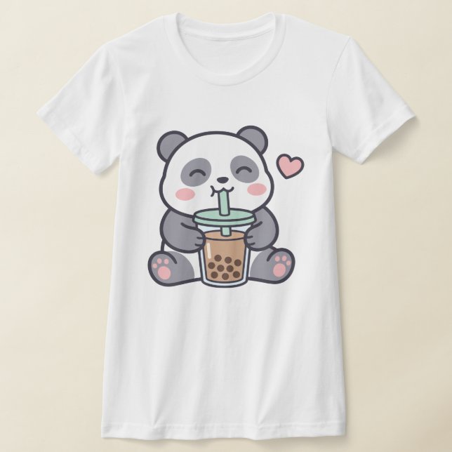 Cute Panda Boba Tea Women’s Slim Fit Tee (Laydown)