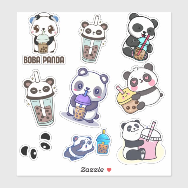 Cute Panda Bobble Tea Kids (Sheet)