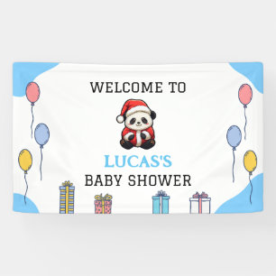 Cute Panda Boy Baby Shower Banner
