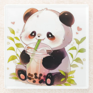 Cute Panda Bubble Tea Coaster | Kawaii Boba Panda