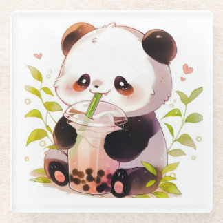 Cute Panda Bubble Tea Coaster | Kawaii Boba Panda