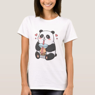 Cute Panda Bubble Tea Lover Kawaii Cartoon Animal  T-Shirt