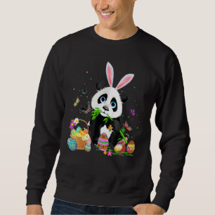 Cute Panda Bunny Egg Hunting Colourful Egg Happy E Sweatshirt