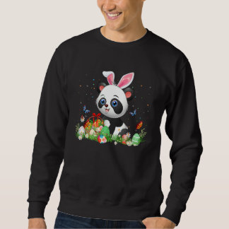 Cute Panda Bunny Egg Hunting Colourful Egg Happy E Sweatshirt