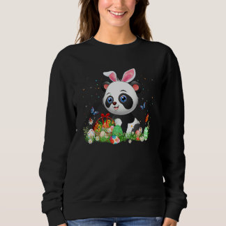 Cute Panda Bunny Egg Hunting Colourful Egg Happy E Sweatshirt