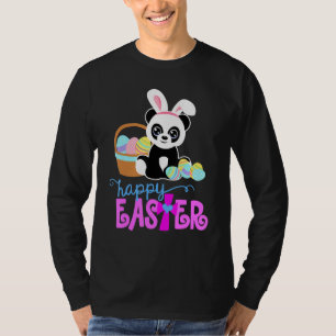Cute Panda Bunny Egg Hunting Colourful Egg Happy E T-Shirt