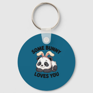 Cute Panda Bunny Some Bunny Loves You  Key Ring