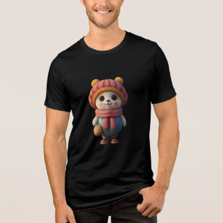 Cute Panda Character in Winter Outfit – Cosy Carto Tri-Blend Shirt