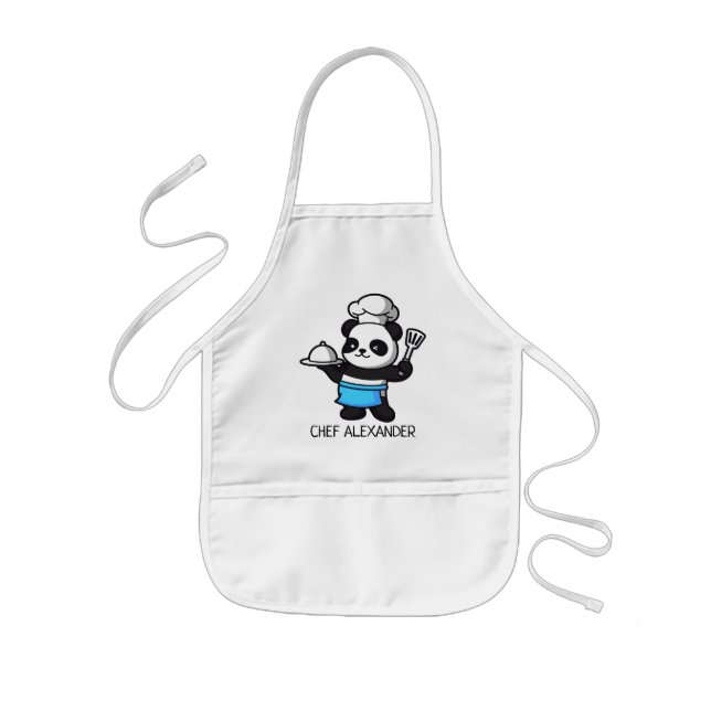 Cute Panda Chef Personalise Kids' Apron (Front)