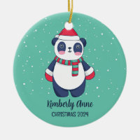 Cute Panda Christmas Animal Snowy Winter Holiday